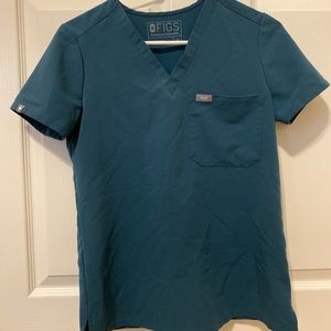 Figs Scrubs Caribbean Blue Catarina Top XS